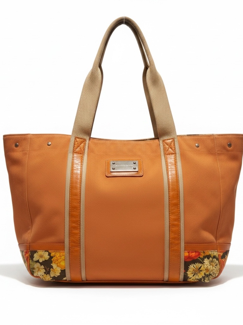 Y2K Dolce & Gabbana Floral Lined Canvas Tote Shopper Bag
